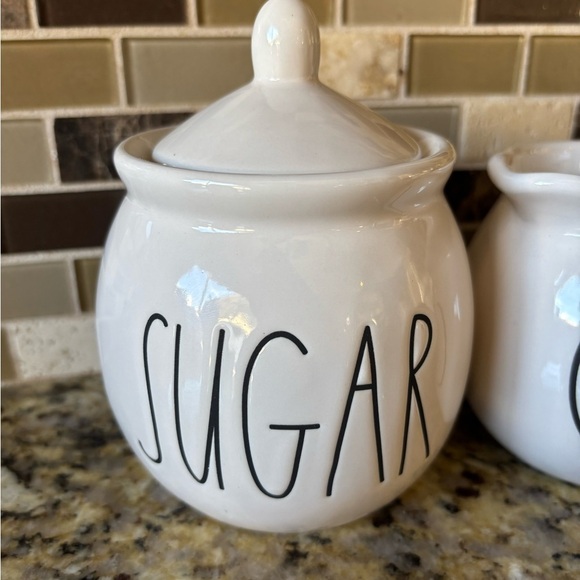 Rae Dunn by Magenta Ceramic Cream and Sugar in large letters 2 piece set NWOT - Picture 4 of 12